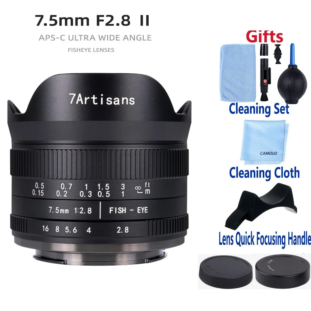 Объектив рыбий глаз 7artisans 7 5 мм F/2 8 Ⅱ V2.0 ультраширокоугольный объектив с углом