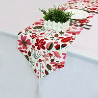 modern table runners flower table runner geometric printed linen cotton table flag for wedding party christmas home decoration
