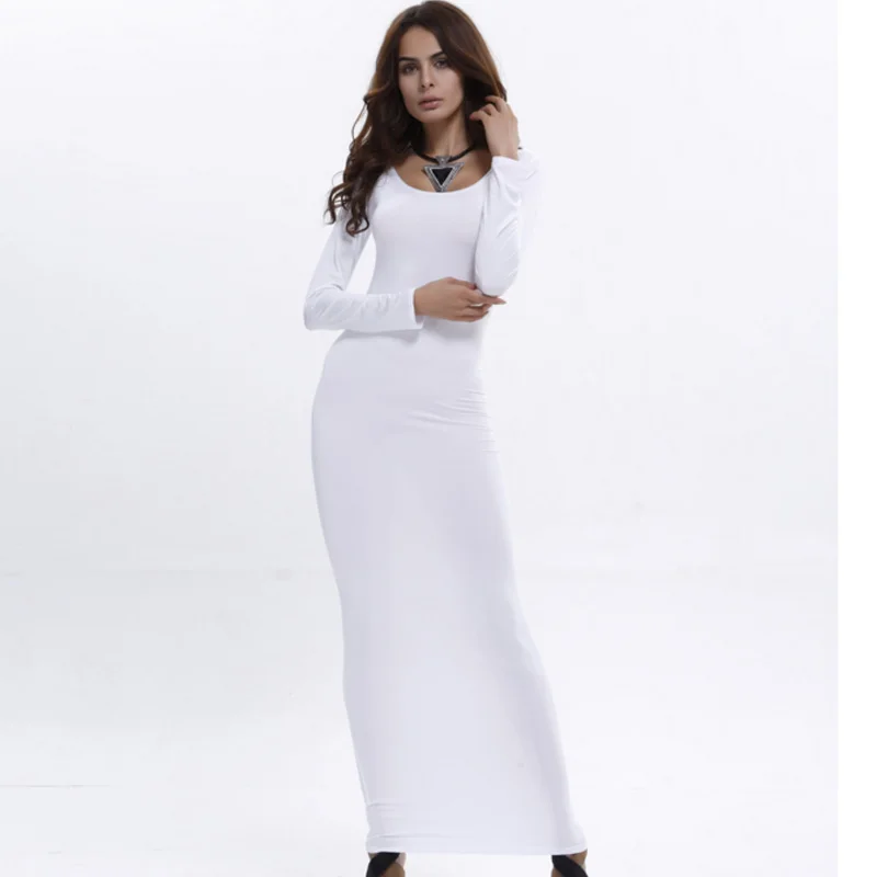 Сексуальное однотонное офисное платье туника вечернее Черное Платье макси с