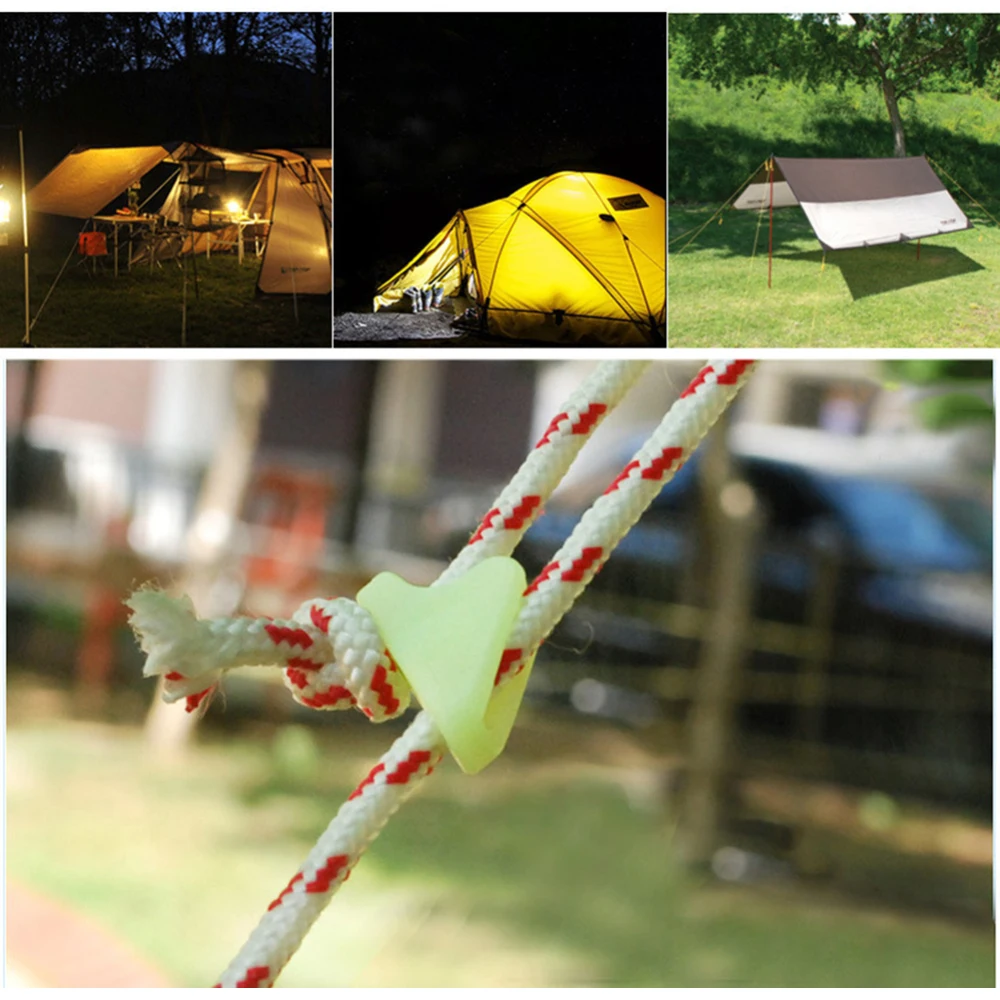 Camping Accessories 10pcs Outdoor Luminous Rope Fluorescent Buckle Tent Triangle Safety Alert for Campings Hiking Picnic | Спорт и
