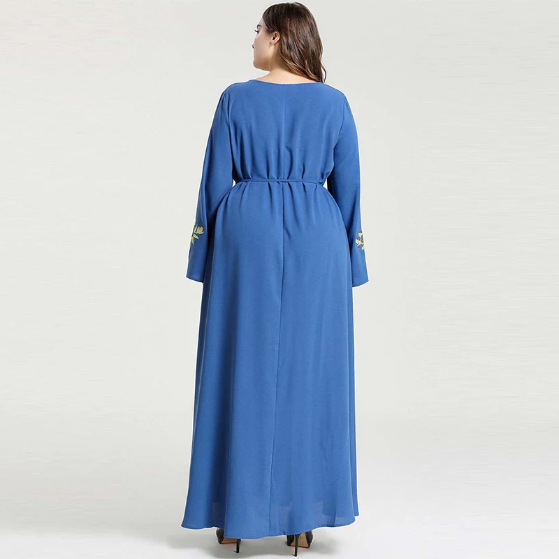 

Fashion Middle East Islamic Large Size Women's Arab Turkey Dubai Embroidered Casual Big Swing Muslim Dress Morrocan Kimono