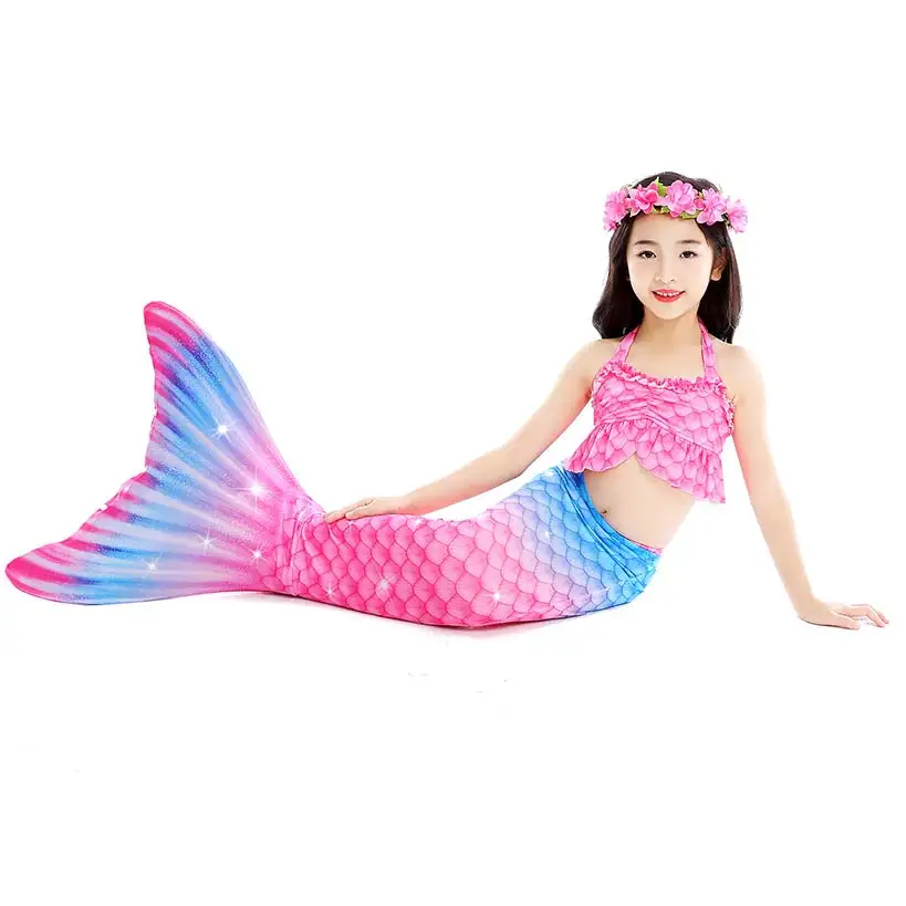 Детский купальник с хвостом русалки для девочек Нарядные Костюмы на Хэллоуин