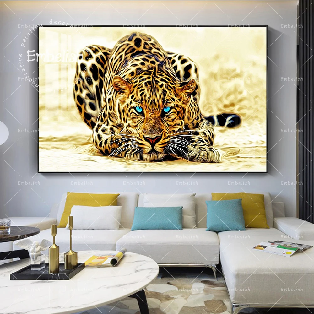 

Embelish 1 Pieces Wild Animals Leopard HD Canvas Oil Painting For Living Room Modern Home Decor Posters Wall Art Framed Pictures