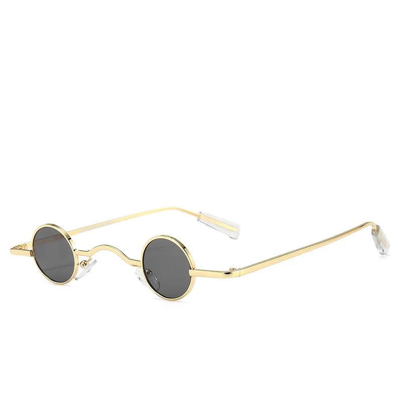 Gold Black Новые модные готические Крошечные Круглые Солнцезащитные очки в стиле стимпанк для женщин и мужчин, брендовые дизайнерские Винтажные Солнцезащитные очки с небольшой оправой UV400 - Цвет линз: Gold Black
