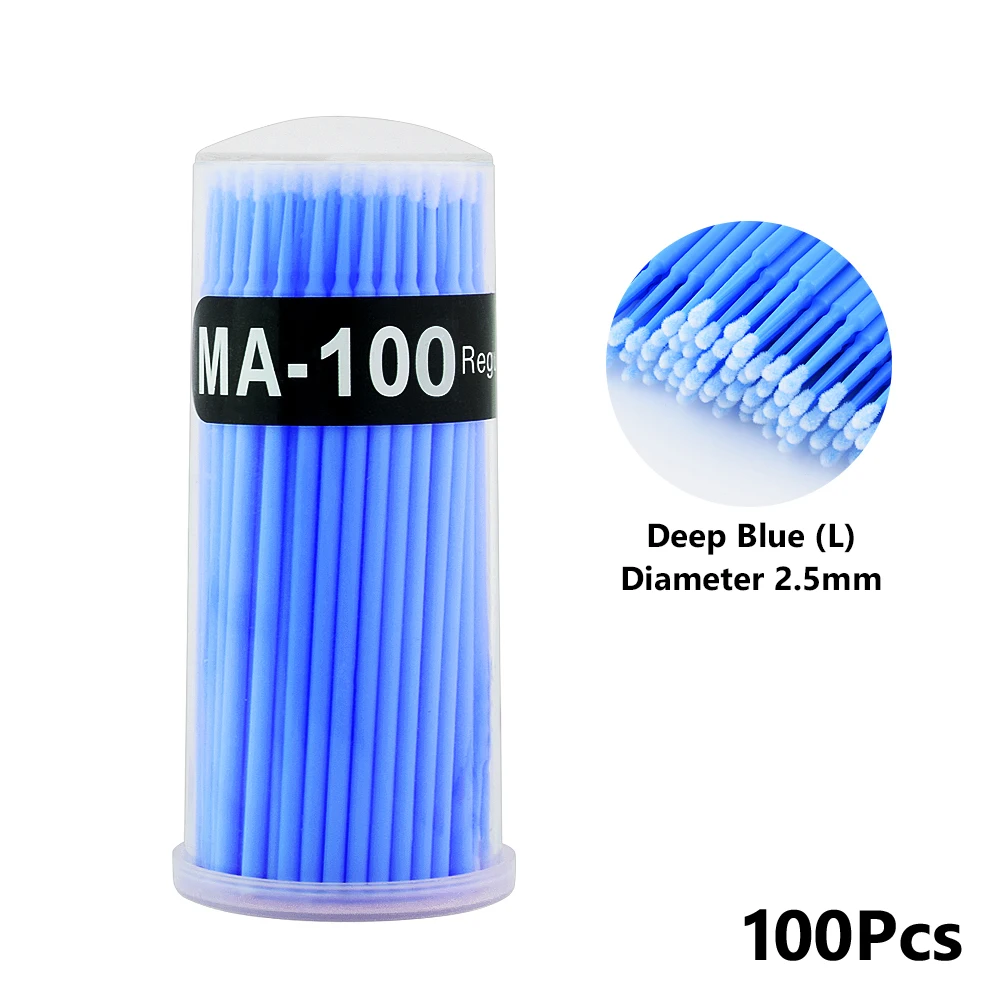 Deep Blue Bottle 100 шт одноразовые красочные ватные тампоны щетка для ресниц очищающий тампон горячее естественное приспособление для снятия ресниц комплект микрочипов татуировки - Цвет: Deep Blue Bottle