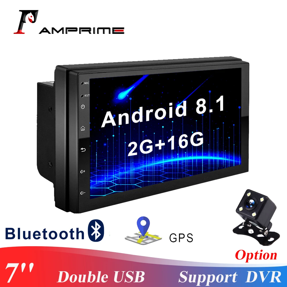 Автомагнитола AMPrime 2 + 16 ГБ 7 ''ЖК-дисплей сенсорный экран поддержка DVR Bluetooth Wi-Fi