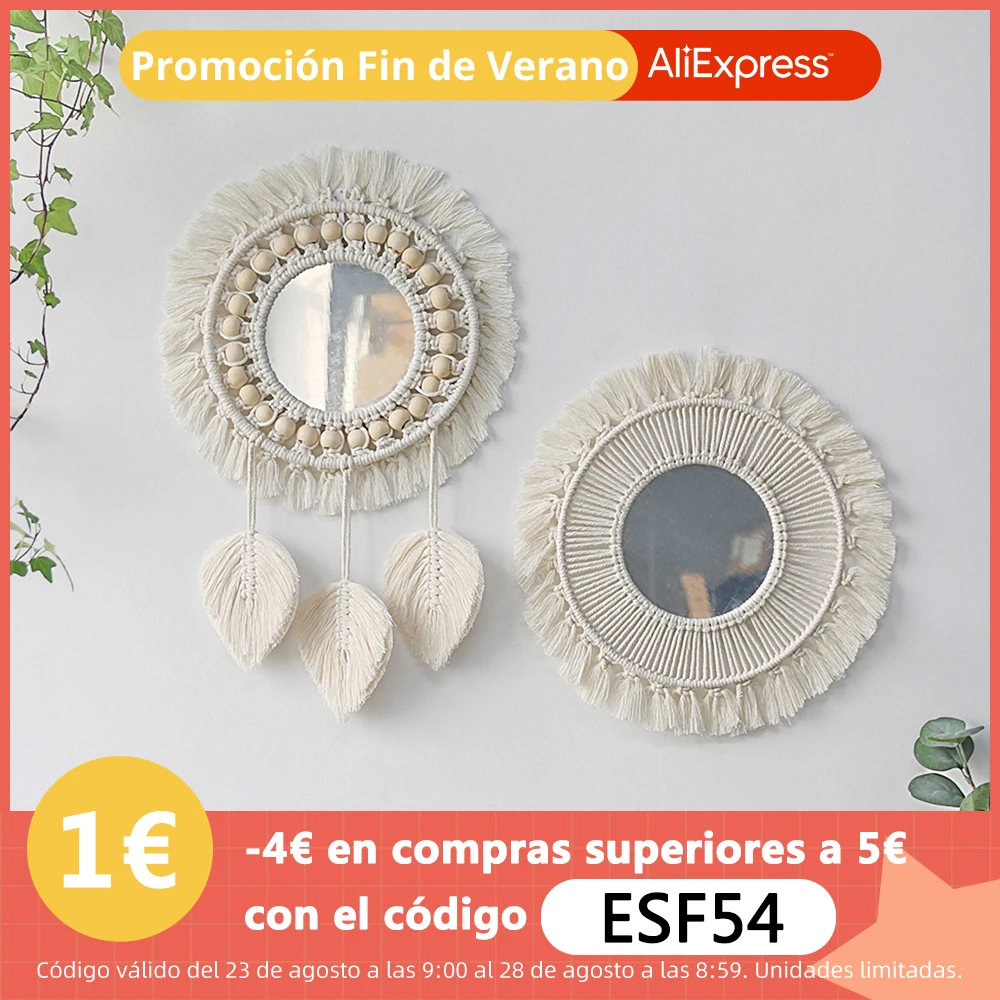 Круглое зеркало макраме настенное украшение в стиле бохо декоративные настенные