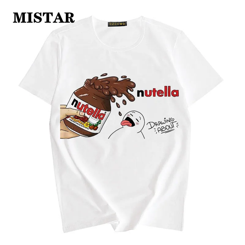Футболка Nutella женская с забавным принтом Tumblr Повседневная белая футболка модная