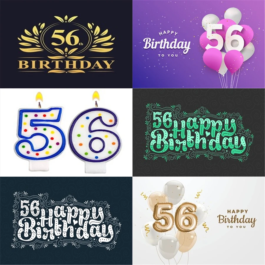 

Реквизит для фотостудии Виниловый фон для фотосъемки в честь пятидесяти шести лет воздушный шар торт 56St украшение для дня рождения