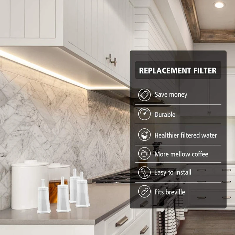 

AO44 8 Pack Replacement Water Filter for Breville Claro Swiss Oracle Barista Bambino Espresso Machine - Part BES008WHT0NUC1