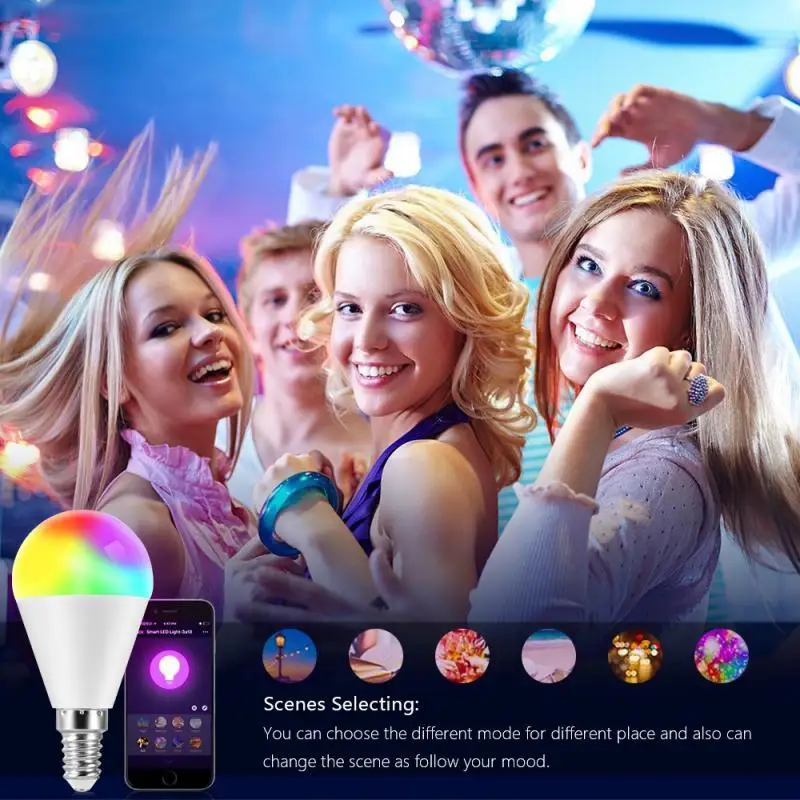Светодиодная лампа с регулировкой яркости энергосберегающая RGB поддержкой Wi Fi