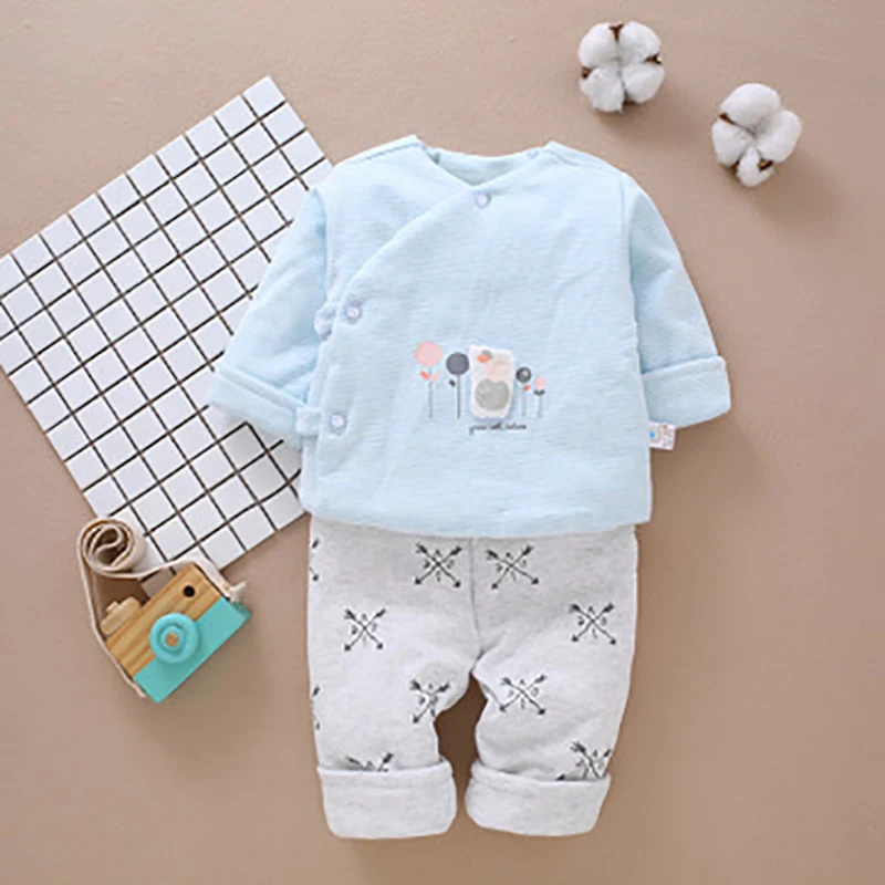 blue1 Одежда для малышей; комплект нижнего белья для новорожденных; милая хлопковая одежда для малышей; осенне-зимний комплект для малышей; комплект одежды для младенцев - Цвет: blue1
