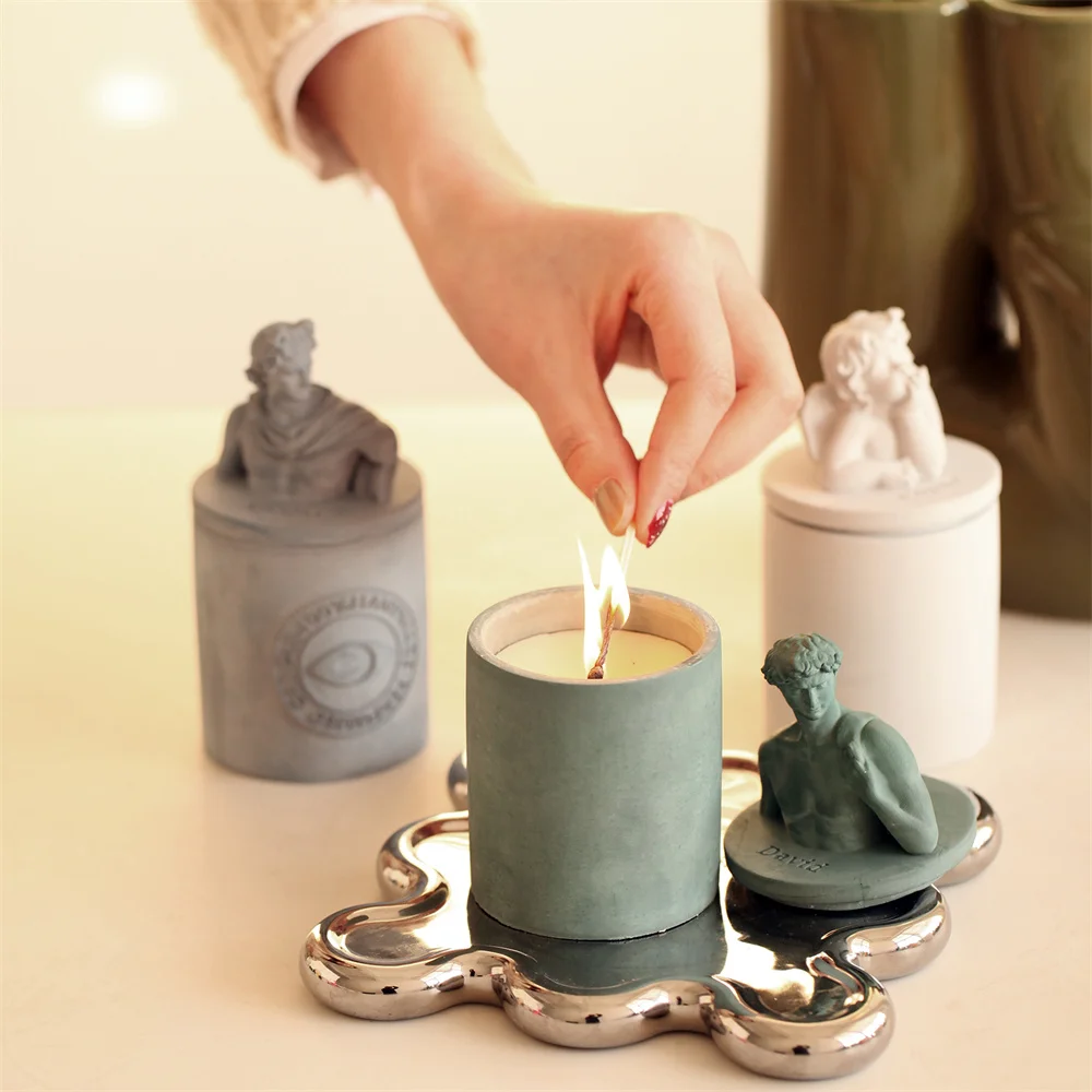 Греческая скульптура банка для свечей бетонная форма с крышками цилиндрический