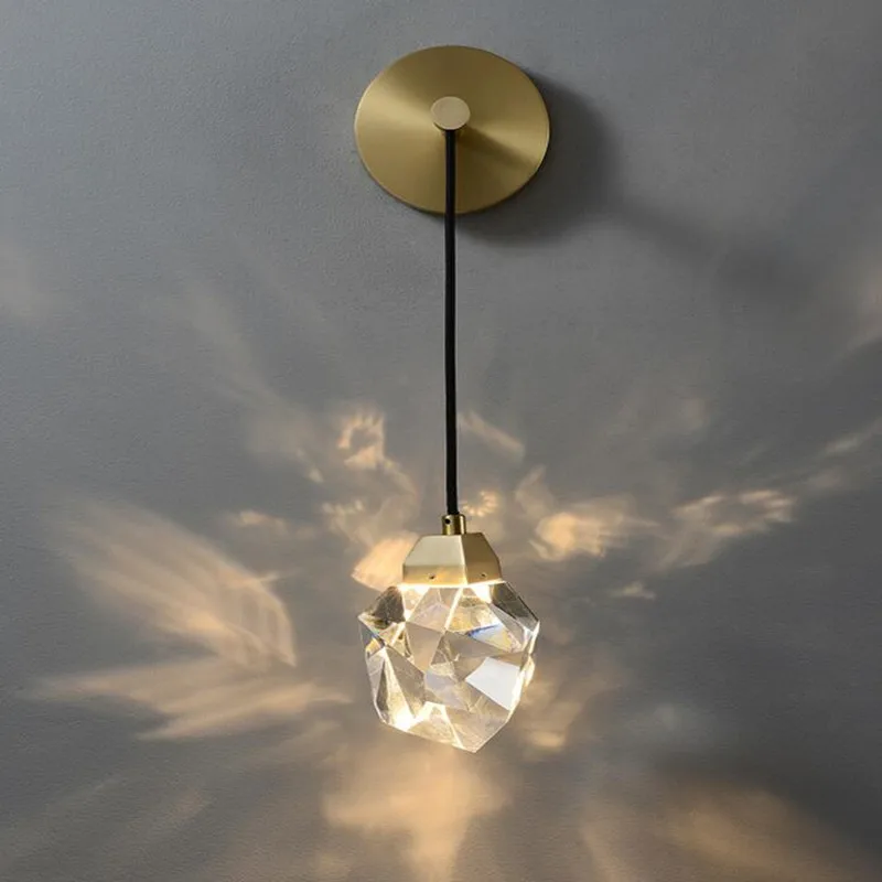 

Современная светодиодсветодиодный Хрустальная настенная лампа в скандинавском стиле, медный подвесной светильник для спальни, прикроватн...