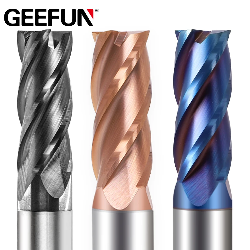 

3pcs CNC Carbide End Mills Tungsten Machine Cutting Tools 4 Flute Flat Router Bit 6 8 12mm Shank HRC50-65 CNC Milling Cutters
