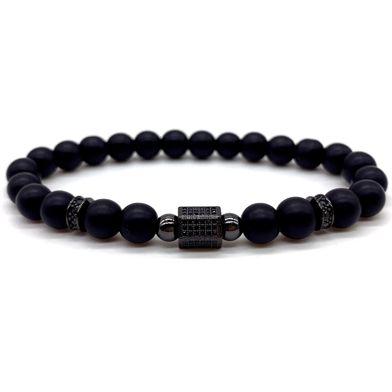 2020 винтажные технические классические мужские браслеты 8 мм с черными матовыми