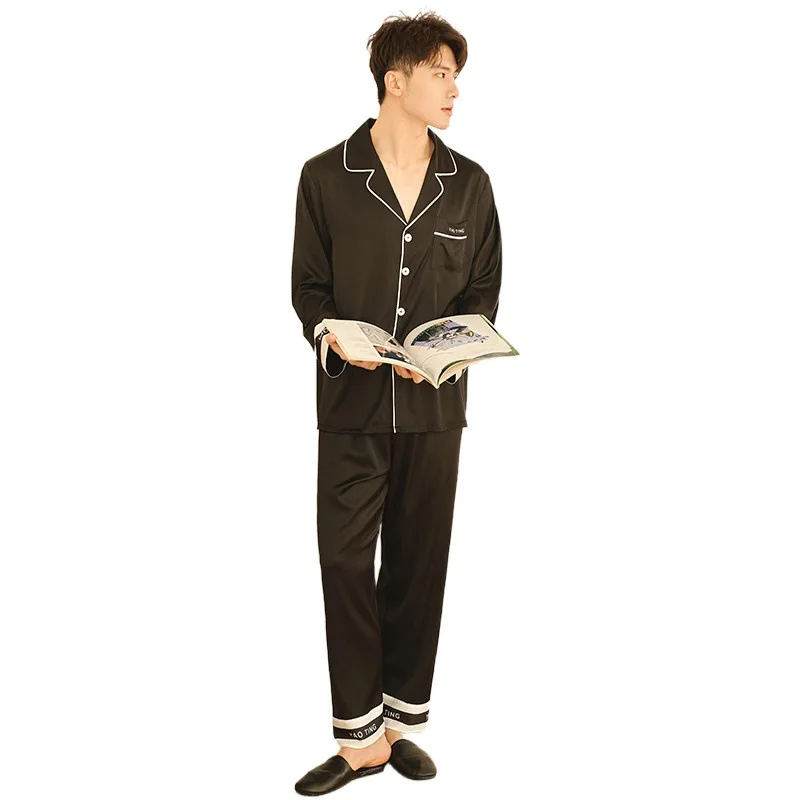 

Men's Long-sleeved Trousers Pajamas Autumn Winter Pure Color And Simplicity Sleepwear Homewear Comfortable And Soft