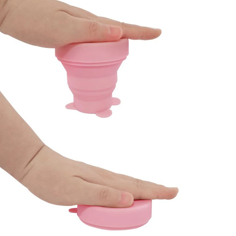 Портативная силиконовая складная чашка с крышкой Мультяшные животные