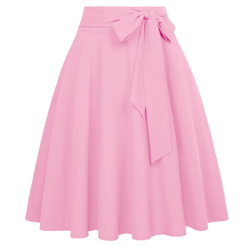 

Women's A-Line Zipper Flared Skirt High Waist Self-tie Bow-knot Casual Outwear