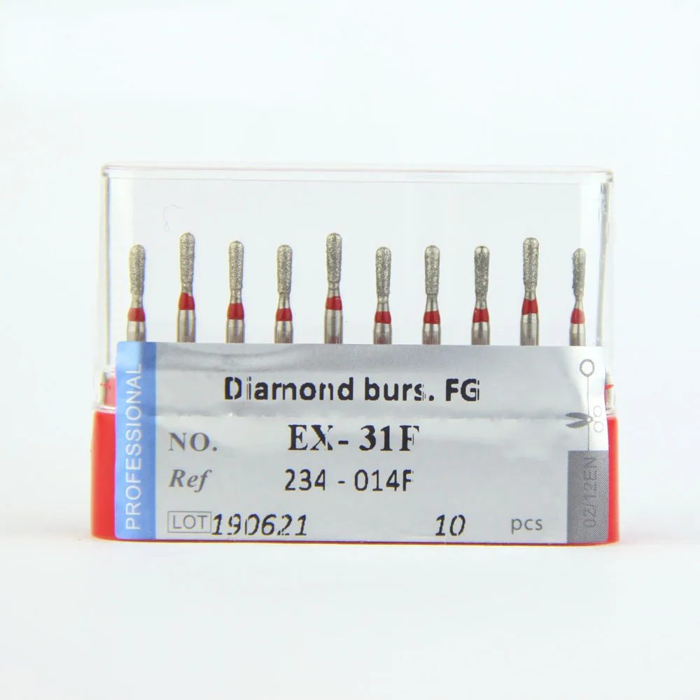 

High Speed Dental Diamond Bur Barrel/Pearl/End Cut 20PCS Drills EX Series For Resin, Porcelain, Soft Jade, Metal Dentures, Teeth