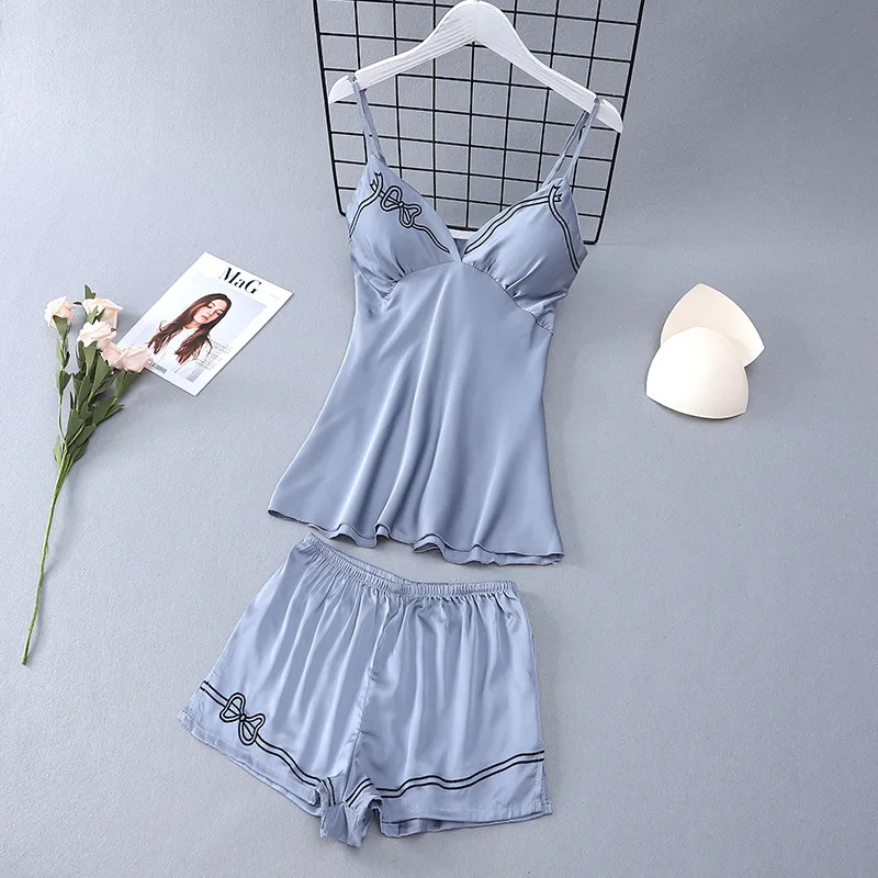 

Женская пижама FZSLCYIYI, атласная пижама, пижама, шелковая Домашняя одежда, кружевная Домашняя одежда, пижама на бретельках для сна