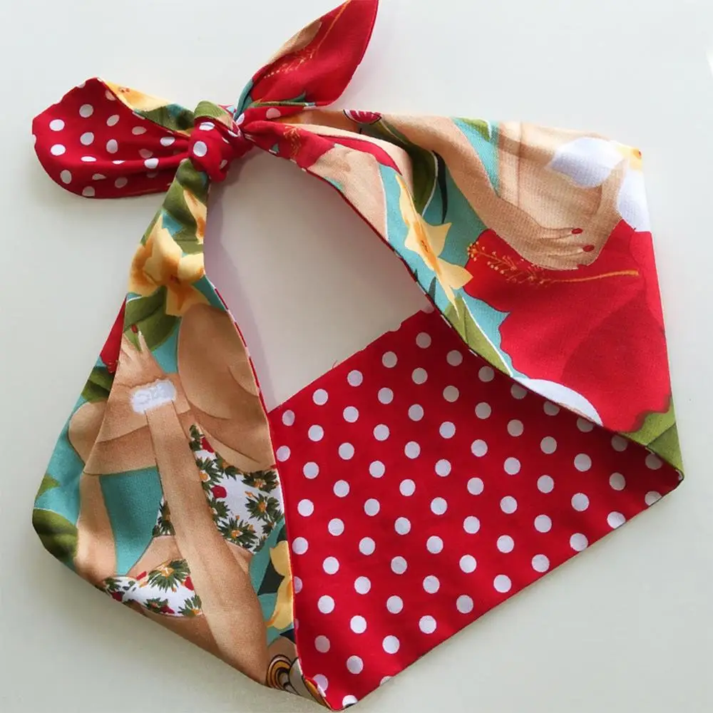 В стиле ретро с цветочным принтом заячьи ушки Налобная повязка металлической