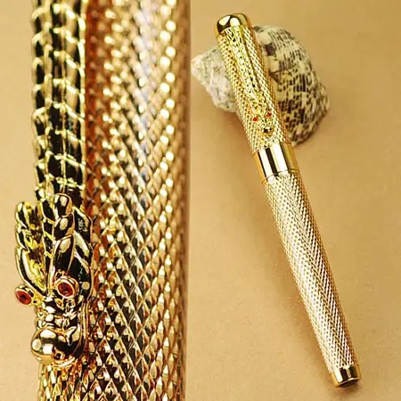 Jinhao1200 серебро 18KGP B перо перьевая ручка ДРАКОН РЕЗНЫЕ канцелярские принадлежности Школьные и офисные ручки