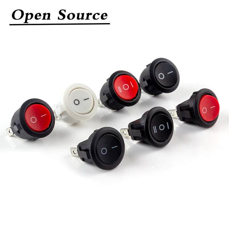 5/10Pcs KCD1 2Pin 3Pin 20mm on-Off on-Off-On SPST Round Rocker Switch 10A/250V Push Button Switch Self-locking/Latching