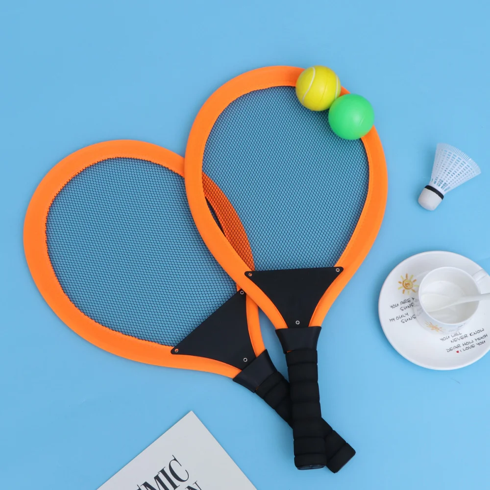 

2pcs Badminton Tennis Rackets Children Kids Outdoor Sports Parent-Child Sports Educational Sports Game Toys(Orange)