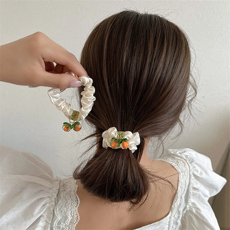 

1PCS Fashion French Fruit Cute Intestinal Circle HairRope Toe Rope Light Luxury Does Not HurtHairRing Girl HairAccessories