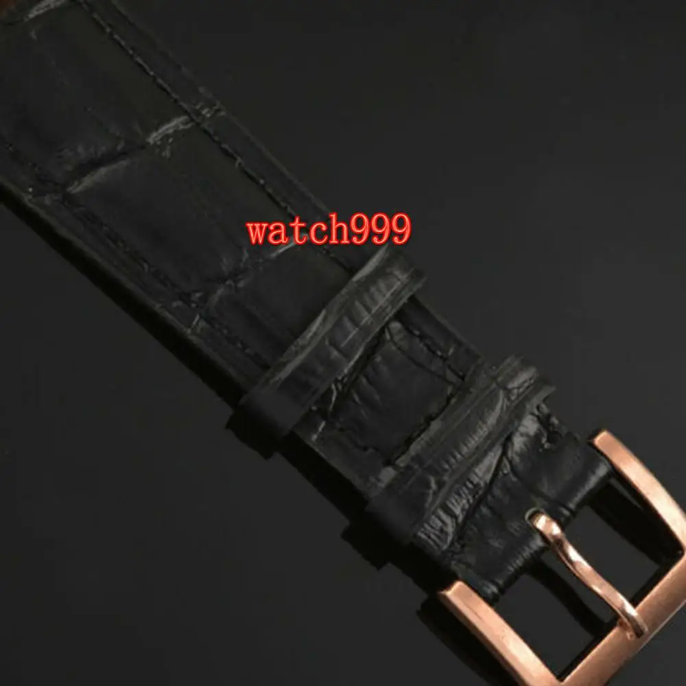 Мужские Водонепроницаемые механические часы Parnis с белым циферблатом и кожаным