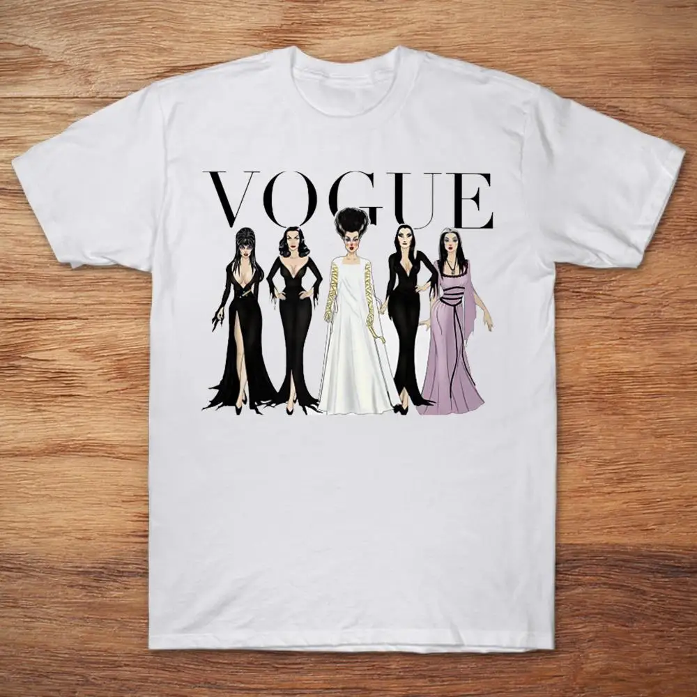 Мужская футболка с короткими рукавами Vogue Horror Morticia Addams Vampira Lily Munster и Elvira|Мужские