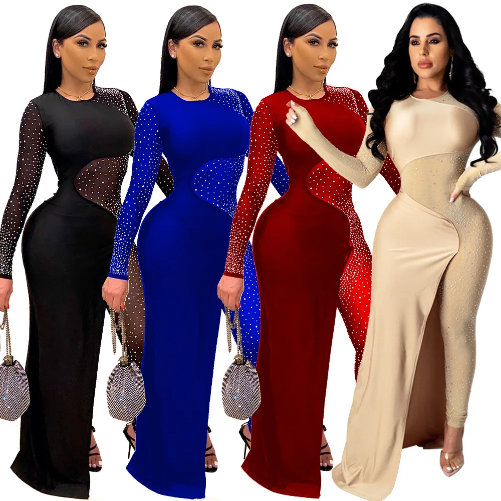 

2020 Ins Internet Celebrity Famous Jumpsuits Sparkly Diamond Mesh Patchwork Sexy Night Club Jumpsuits