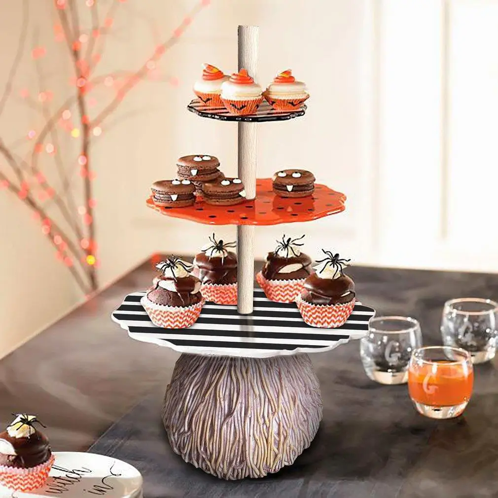 

Halloween Pumpkin Snack Plates Rack Witch Bowl Cake Stand Dessert Fruit Dishes Party Buffet Display Tray For Food Serving Plates