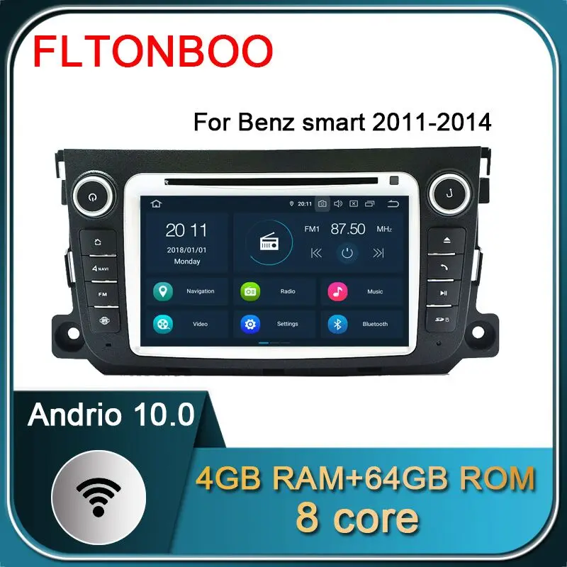 7 &quotAndroid 10 для Mercedes Benz Smart fortwo 2011 2012 2013 2014 Автомобильный gps навигатор радио