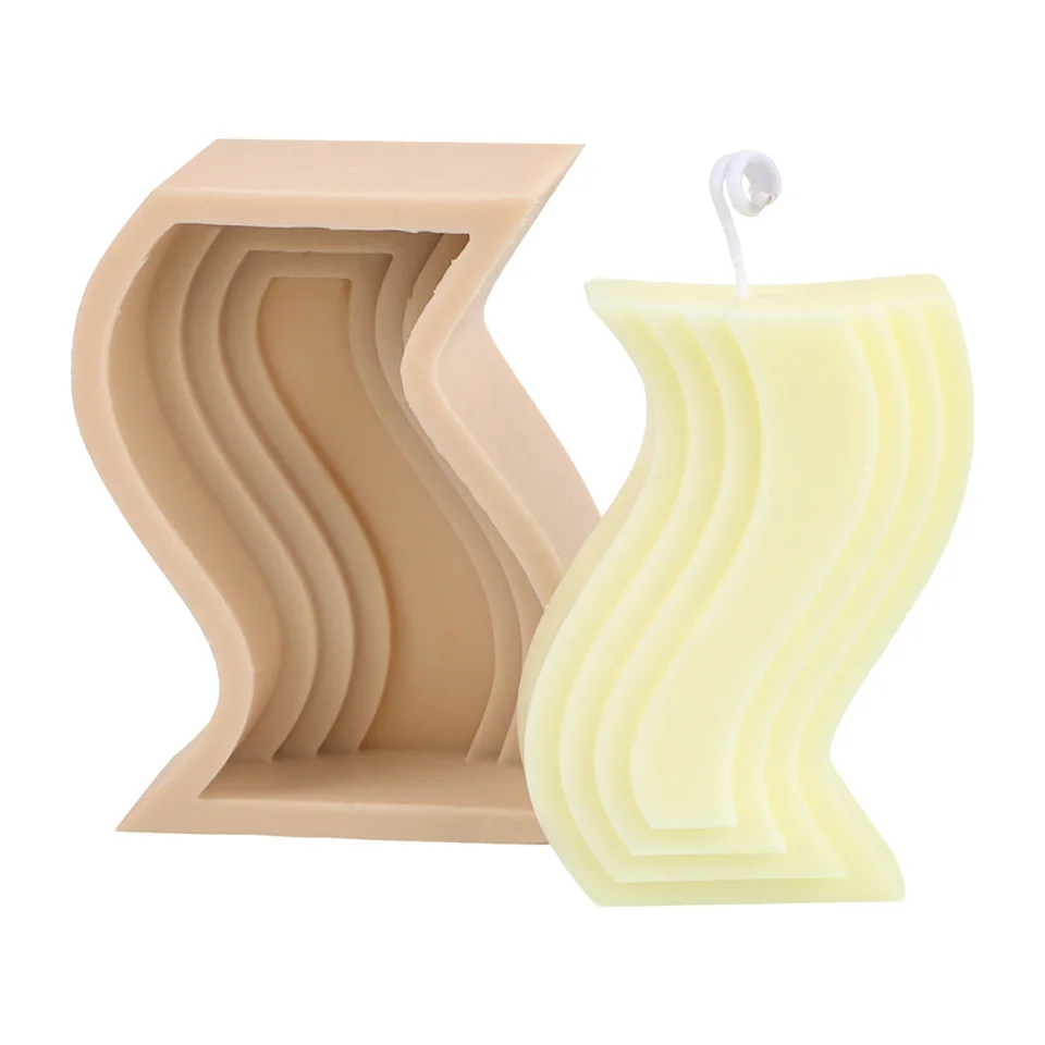 

S Curve Style Silicone Candle Mold DIY Cuboid Cube Aroma Ladder Soap 3D Stereo Decor Plaster Supplies Making Crystal Gadgets