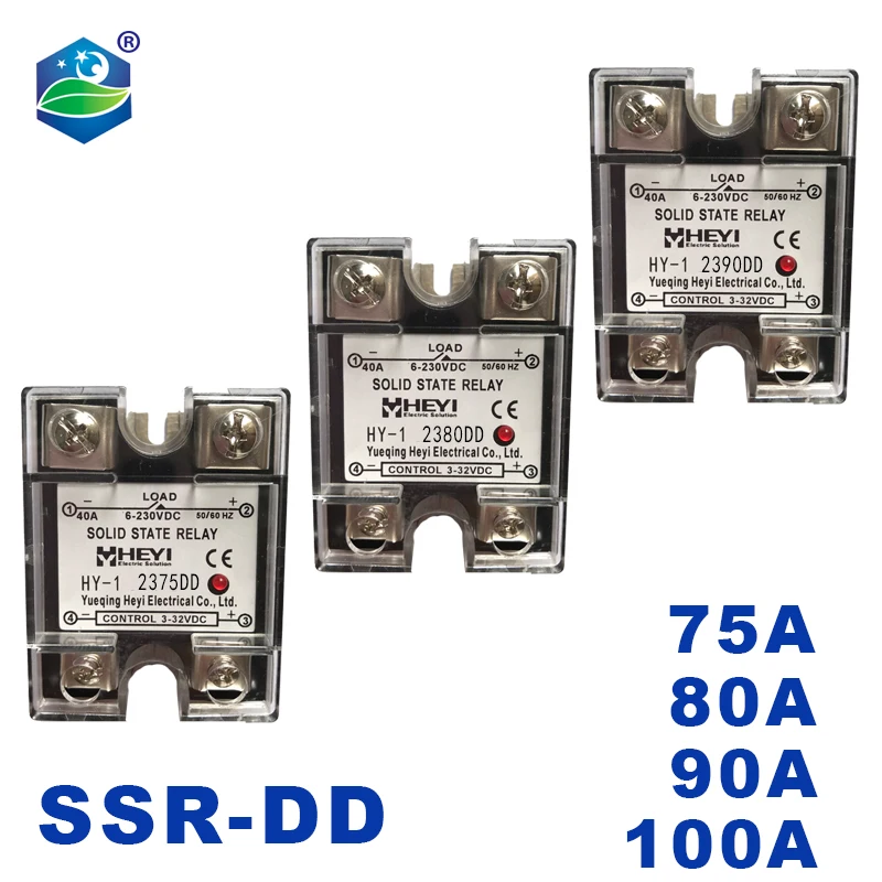SSR-10DD 15A 25A 40A 50A 60A 75V 80A 90V 100A Однофазное фактически 3-32V DC TO 6/24V-230V твердотельное реле с