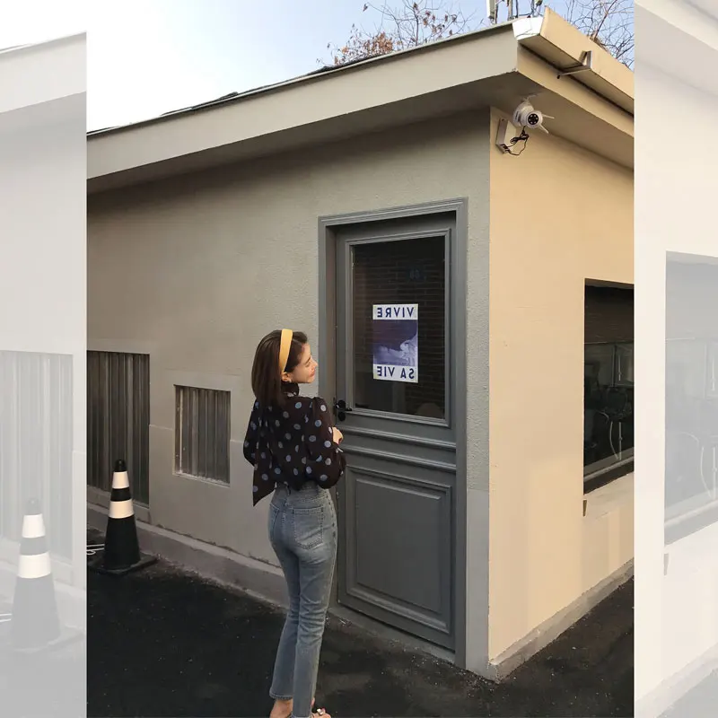 

Houthion Chiffon Shirts Women's Blouse Loose Printed Fashion Blouses Button Shirt Casual New Korean Tops Long Sleeve Top