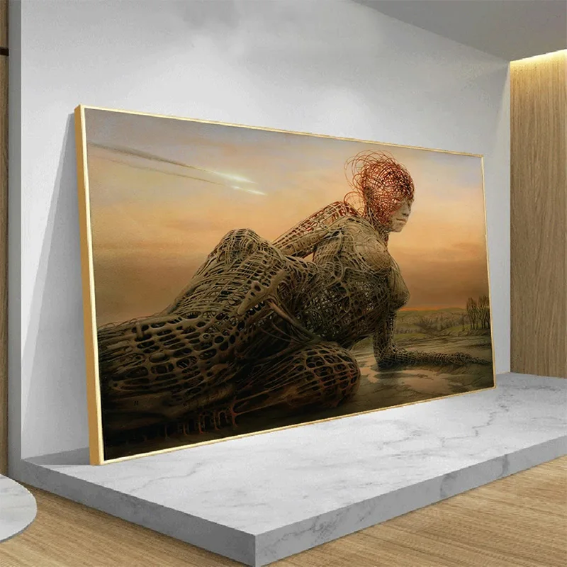 

Modern Surrealism Canvas Painting Fantasy Skeleton Girl Poster and Printmaking Wall Art Print Canvas Home Decor Gift