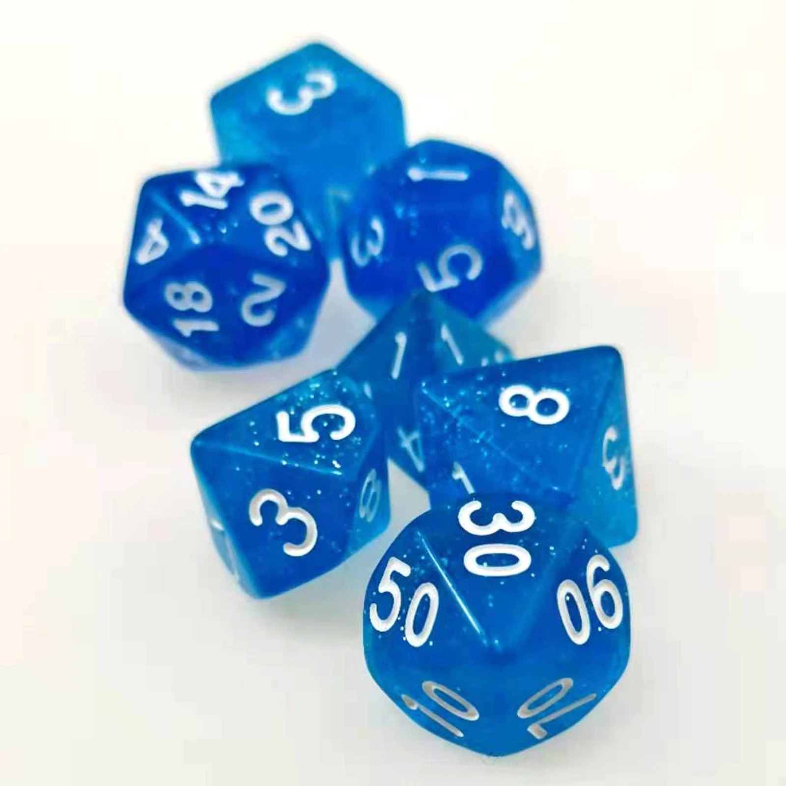 Блестящие синие игральные кости Rollooo D4 D6 D8 D10 D % D12 и D20 7 шт./компл. |