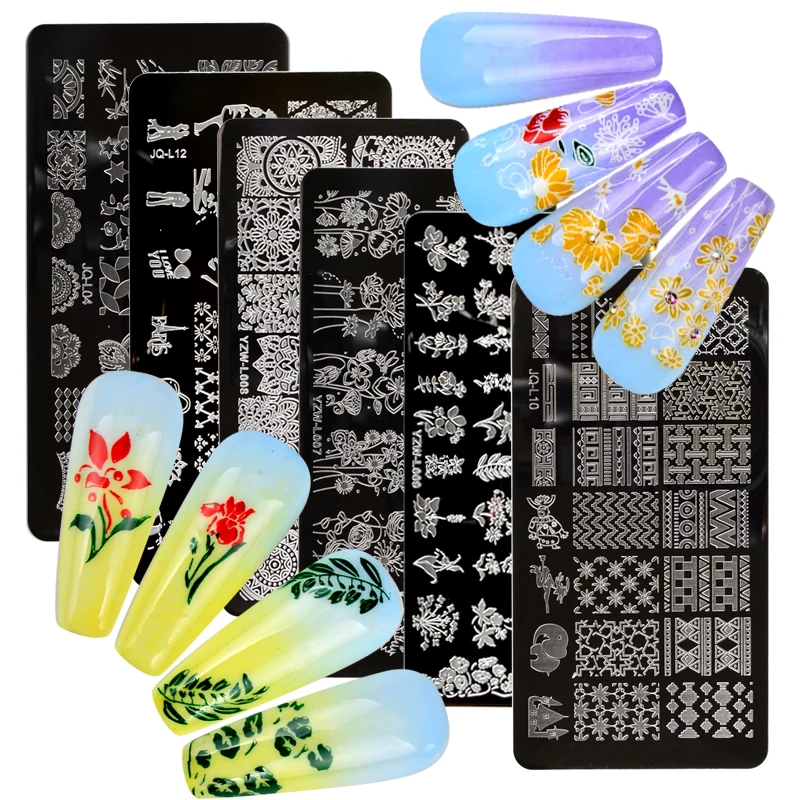 

1PC Nail Stamping Plates Line Pictures Nail Art Plate Stainless Steel Design Stamp Template for Printing Stencil Tools