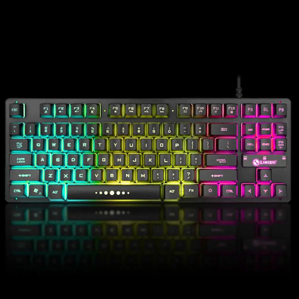 K87 USB Wired Mechanical Feel Keyboard Gaming PC with RGB 3 Color Backlight 87 Keycaps Keyboards | Компьютеры и офис
