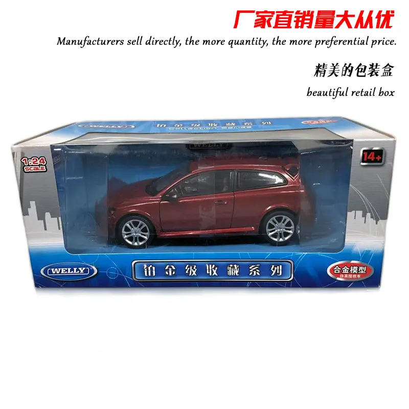 Красный WELLY 1/24 масштабная модель автомобиля игрушки VOLVO C30 литая металлическая модель автомобиля игрушка для подарка/детей/коллекции - Цвет: Красный