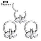 Титановые кольца G23 для пирсинга носа, ювелирные изделия для прокола в форме пчелы, с цирконом, с высокими сегментами, открытые маленькие серьги для прокола перегородки