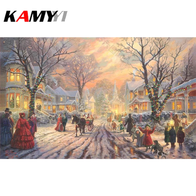 

Алмазная 5D Вышивка KAMY YI, картина с полными квадратными/круглыми стразами «сделай сам», Рождественская уличная вышивка, домашняя вышивка, по...
