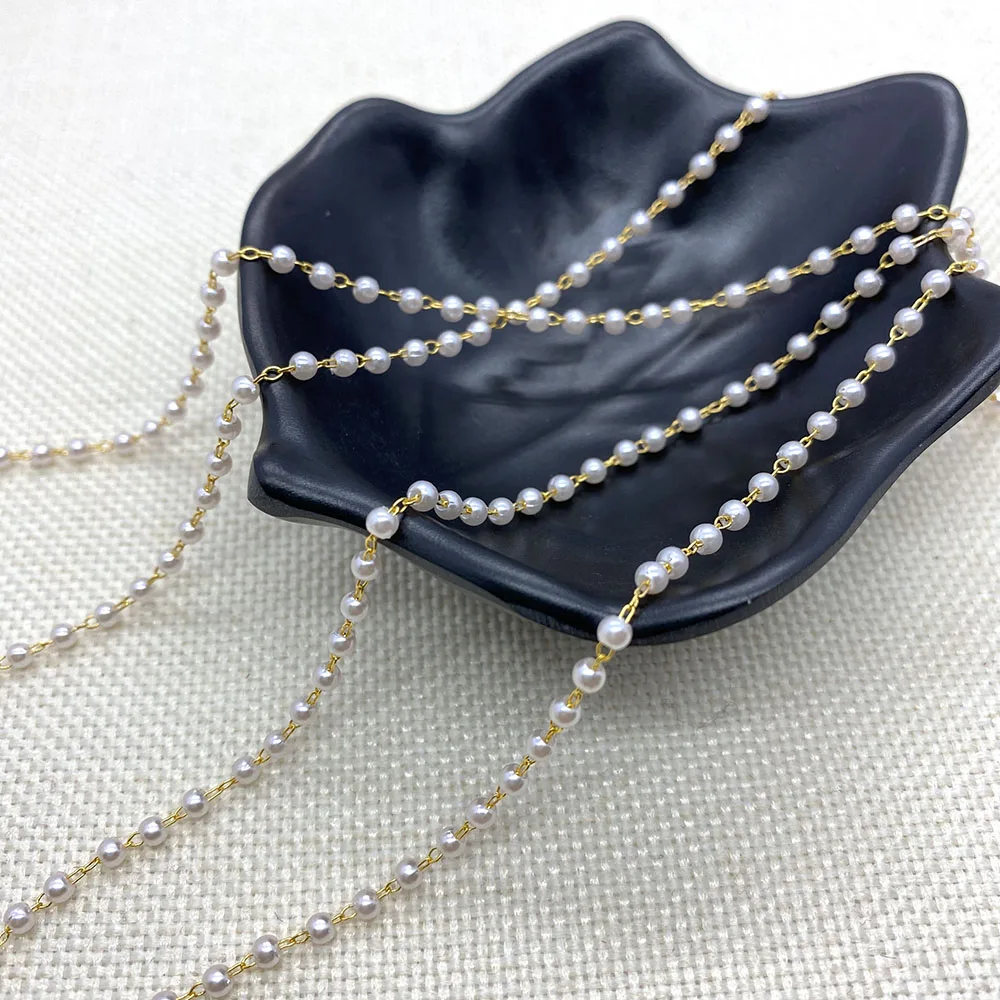 

Boutique Handmade Chain Imitation Pearl Fashion Copper Chain DIY Jewelry Making Necklace Bracelet Jewelry Accessories 1m