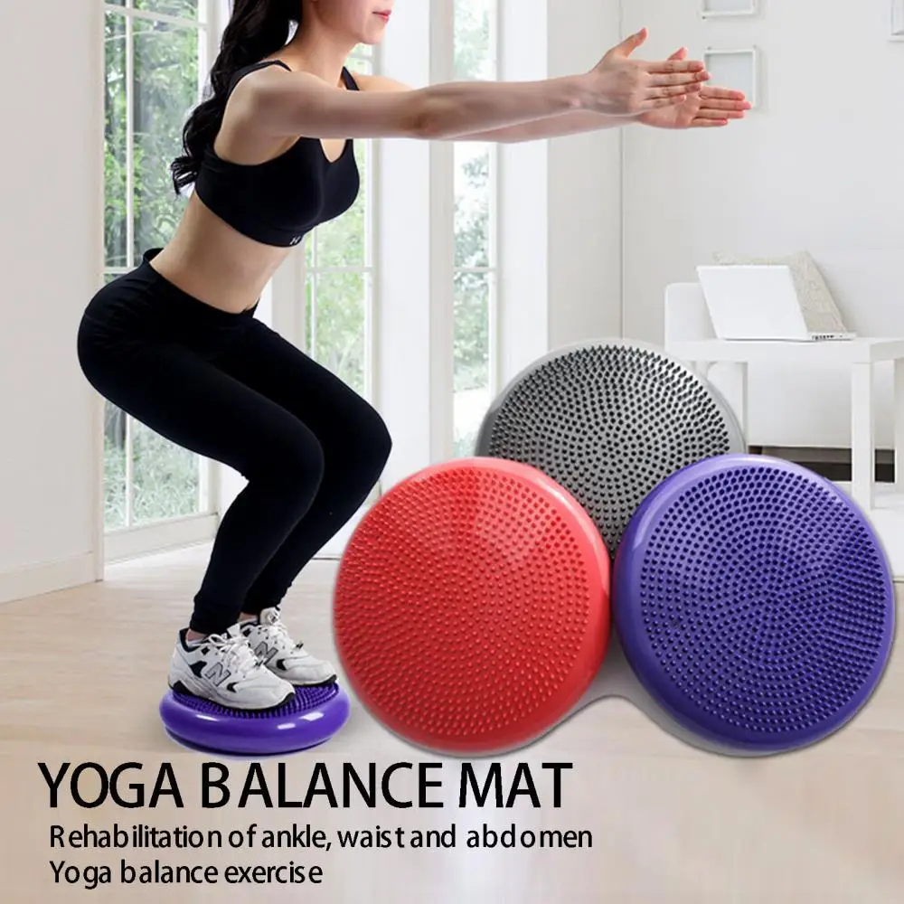 

80%HOTInflated Stability Yoga Wobble Cushion Exercise Fitness Balance Disc Wiggle Seat