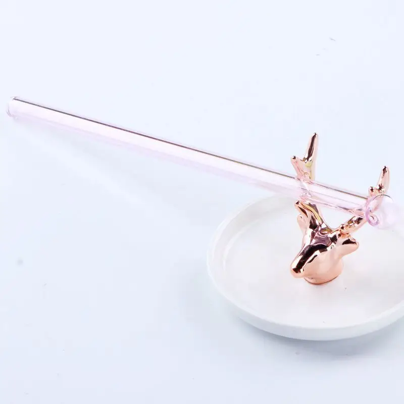 

Glass Straw With Colored Round Head Creative Resistant High Glass Straw With Colored Round Head 2021 New kawaii Accessories