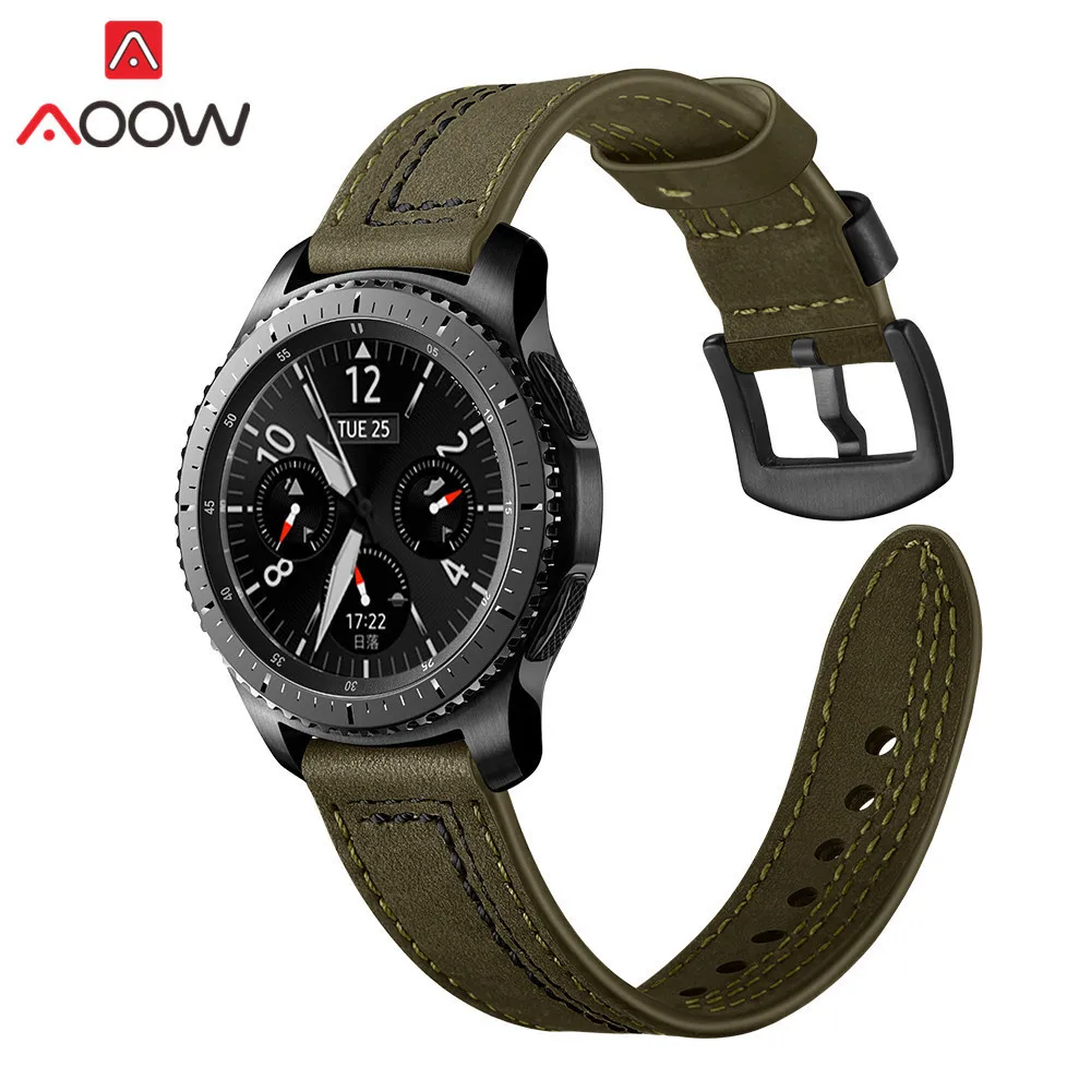 22 мм ремешок для часов из натуральной кожи для samsung Galaxy Watch 46 мм gear S3 Frontier/классический быстросъемный браслет ремешок SM-R800