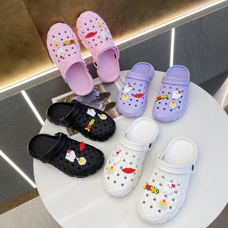 

Сверхлегкие Симпатичные женские туфли с дырками, Мультяшные садовые сабо, женские пляжные сандалии, мягкие удобные повседневные женские та...